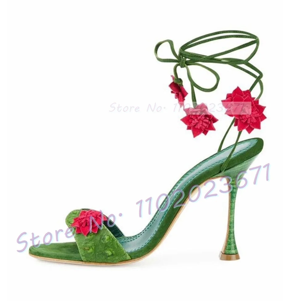 Red Flowers Lace-up Green Sand - огляд і ціна Luxury Lifestyle