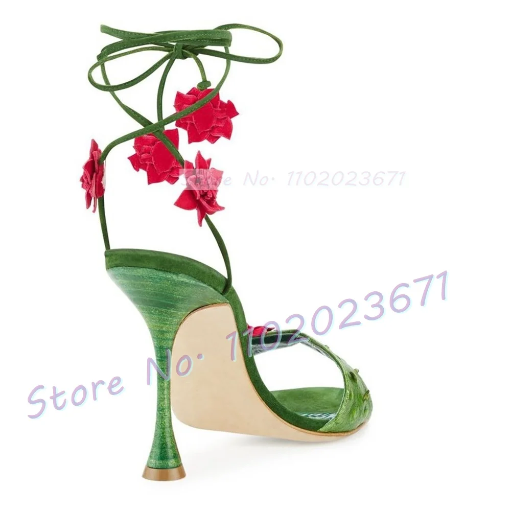 Red Flowers Lace-up Green Sand - огляд і ціна Luxury Lifestyle